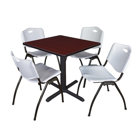 Cain Cain Square Table & Chair Set, Wood, Metal, Plastic Top, Mahogany TB3030MH47GY